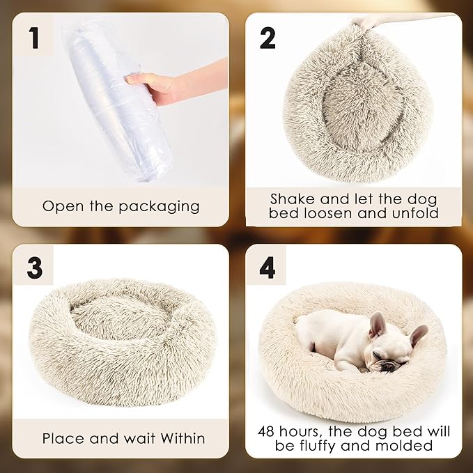 28in Large Dog Bed, Medium Size Dog and Cats, Calming Donut Bed - Image 7