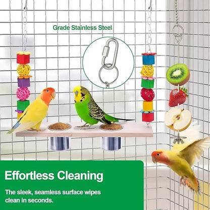 2 Pcs Chain Clauses Bird Cage Food Holder Stainless Steel Parrot Fruit & - Image 6