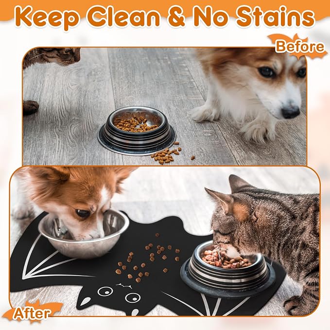 Pet Mats for Food and Water Dog Cat Food Mats Pet Feeding Mat Anti-Slip No - Image 3