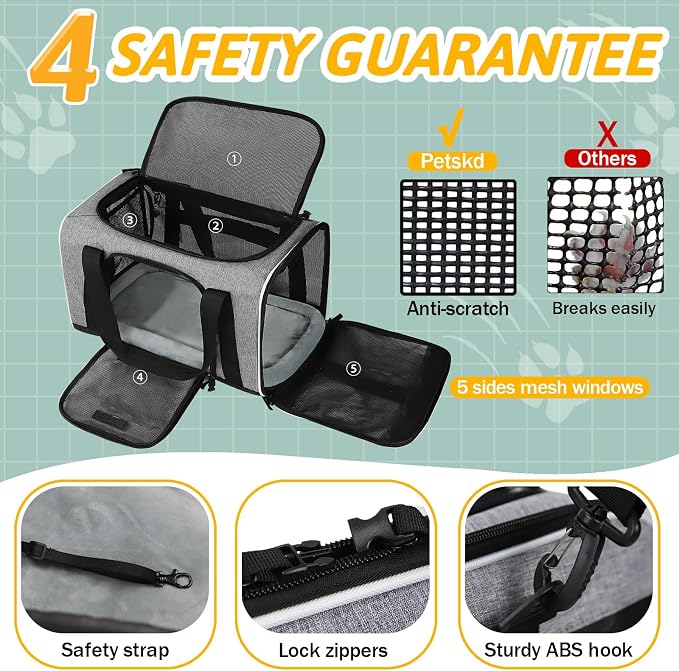 Petskd Pet Carrier 17x13x9.5 Southwest Airline Approved, Pet Travel Carrier Bag - Image 5