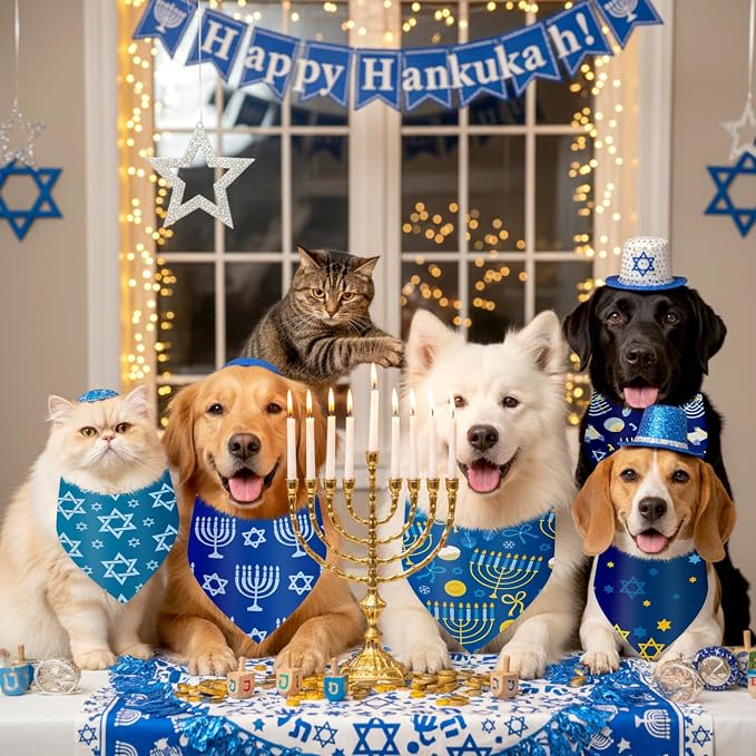 Abbylike 50 Pcs Hanukkah Dog Bandanas Bulk Blue Bandanas - Image 6