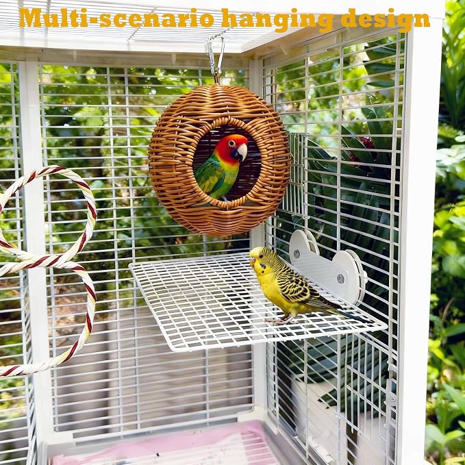 Parakeet Nest Bird Cage Accessories, Chew-Proof Steel Frame & Washable Small - Image 2