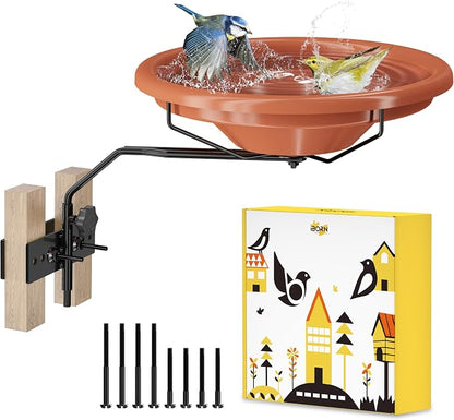 iBorn Bird Bath for Outside, Fence Mounted Bird Baths 12in, BPA-Free Bowl by iBorn