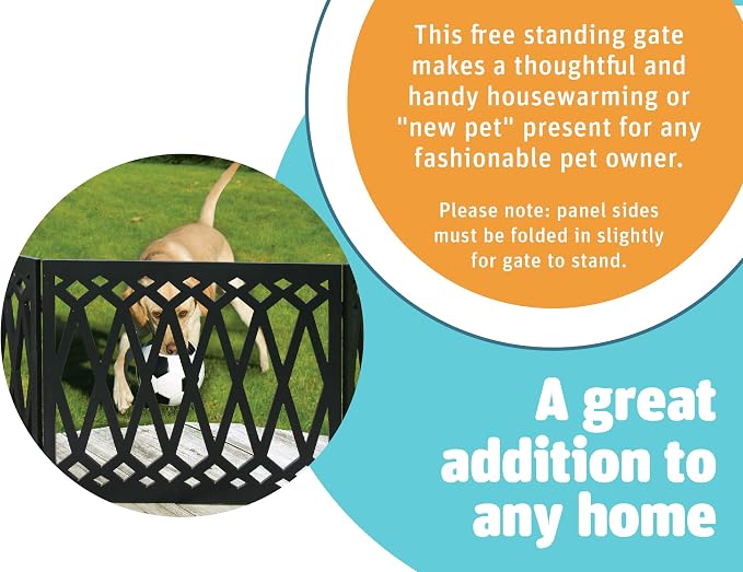 Etna 3-Panel Diamond Design Wood Pet Gate - Image 6