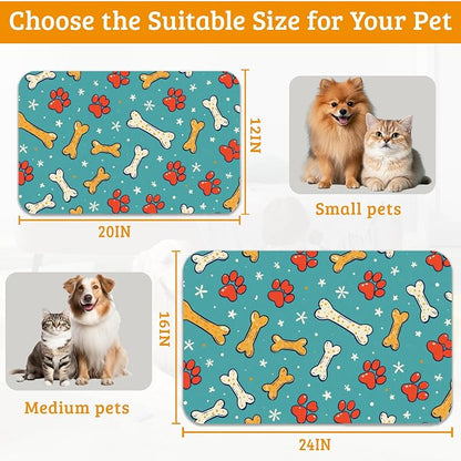 Dog Paws Cat Food Mat, Bones Absorbent Pet Feeding Mat - Image 6