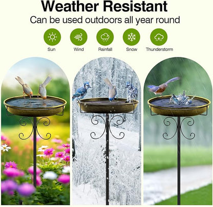 Daoeny 35In Metal Bird Bath for Outside, Vintage Bird Bath Bowl, Detachable - Image 5