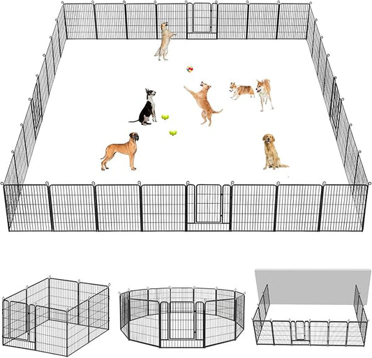 Dog Playpen Dog Fence Outdoor for Yard, 32inch 34 Panels Dog Pens Outside by Jhsomdr