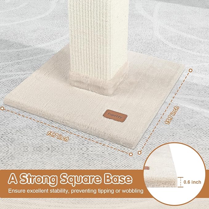 Cat Scratching Post 33 inch for Indoor Cats, High Cat Scratch Post Beige - Image 5