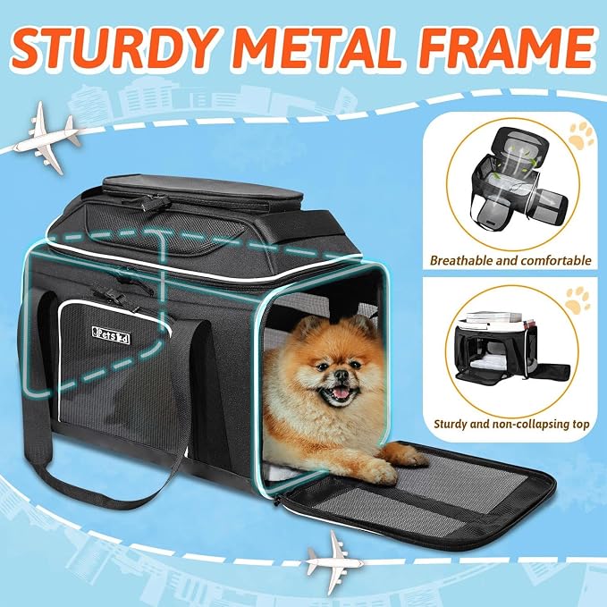 Petskd Top-Expandable Pet Carrier 17x11x9.5 Inches Alaska Airline Approved - Image 6