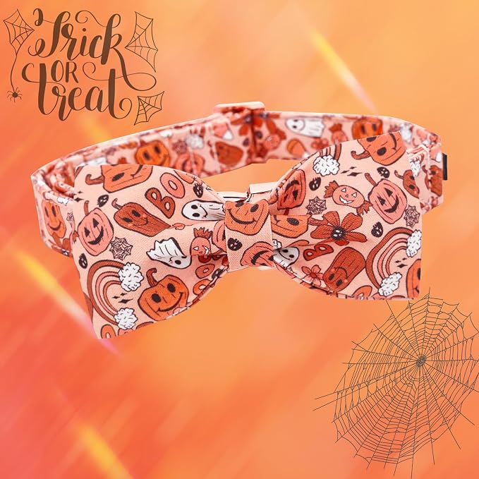 Halloween Dog Collar, Pet Collar Dog Bow Pumpkin Girl Boy Holiday Pet Collar - Image 4