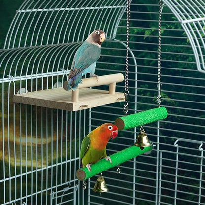 Bird Perches for Cage, Natural Wood Platform Bird Swing Bird Perch Stand Paw - Image 7