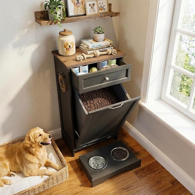 21’’W Dog Feeding Station with Storage, Tilt Out Dog Food Cabinet with Drawer - Image 7