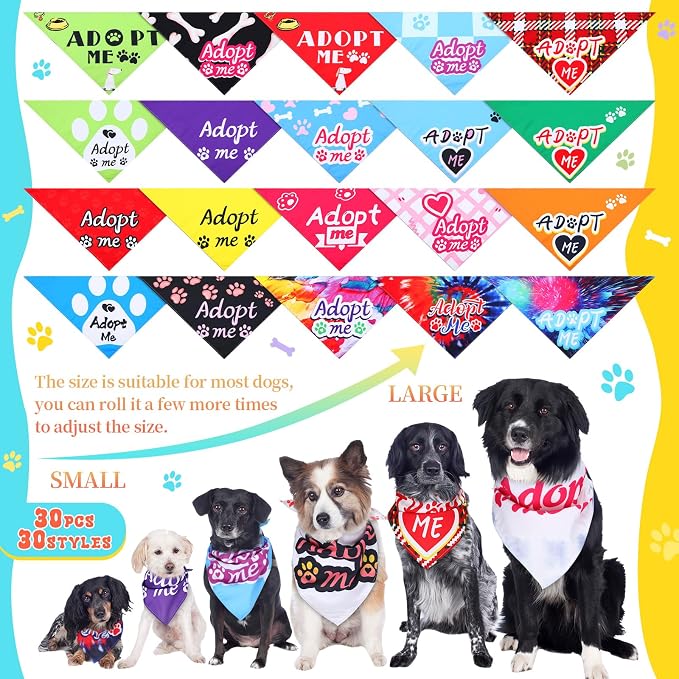 30 Pcs Adopt Me Dog Bandanas Bulk Pet Bibs Colorful Triangle Scarf Pet Adopt Me - Image 4