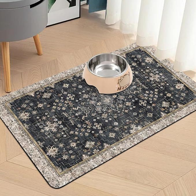 Pet Food Mats for Floor, Absorbent Dog Mat for Food and Water Dispenser Mat - Image 2