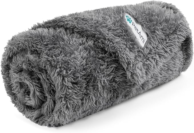 PetAmi Dog Blanket for Small Dogs Grey, Fluffy Soft Puppy Blanket, Sherpa by PetAmi