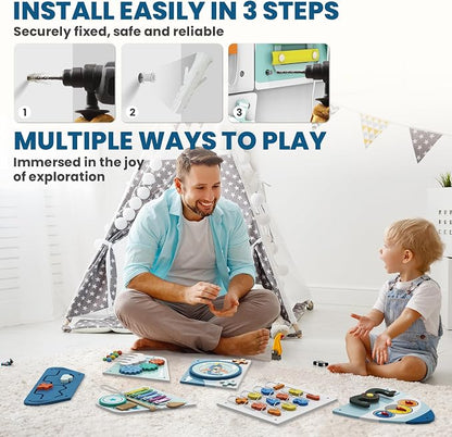 BlueWood Wooden Wall Busy Board Panels, Toddler Learning Activity Center - Image 5