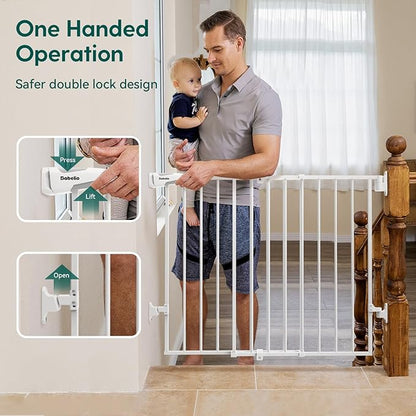 Babelio Baby Gate for Stairs, Kitchen & Doorways, 26-43" W 28" H No Bottom Bar| - Image 4