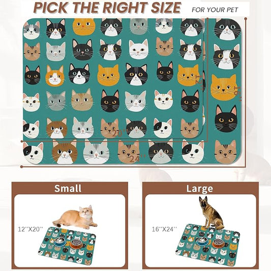 Cute Cat Dog Food Mat, Absorbent Pet Feeding Mat - Image 2