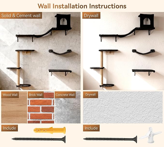 Wall Mounted Cat Furniture Combo of 5, 5 in 1 Cat Shelves - Image 6