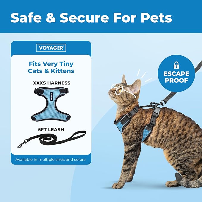 Voyager Escape-Proof Step-in Lock Cat Harness & 5ft Neoprene-Handle Leash Set - Image 2