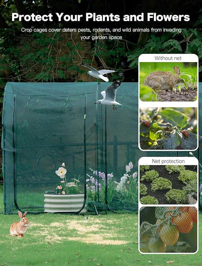 Poray Large 12.3X4FT Tunnel Plant Netting Cover, 6FT Tall Crop Cage Tomato - Image 4