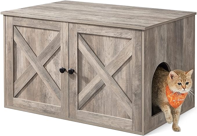 Feandrea Cat Litter Box Enclosure, Litter Box Furniture Hidden by FeandreabySONGMICSHOME