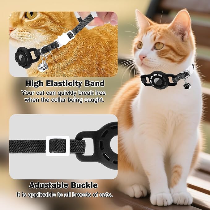 Airtag Cat Collar Breakaway, Stretchy Cat Tracker Collar - Image 3