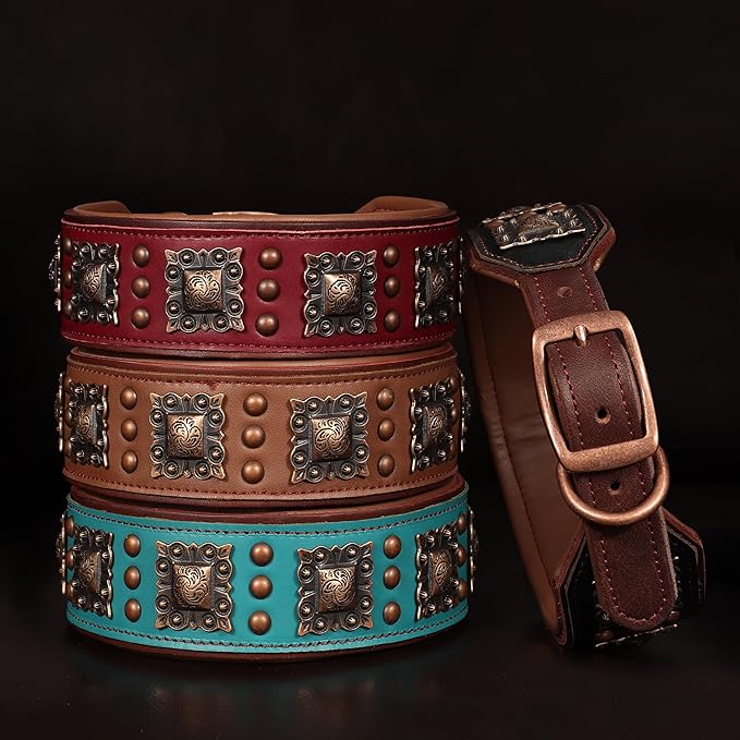 PET ARTIST Soft Padded Leather Dog Collar, 2 inch Wide Genuine Leather Dog - Image 4