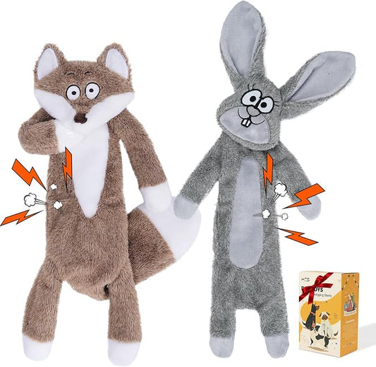HGB No Stuffing Dog Toys for Aggressive Chewers, Squeaky Crinkle Plush Dog Toys by HGB