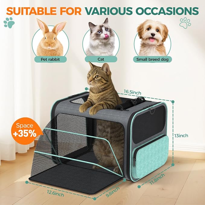 Cat Carrier for Airline Approved: Soft-Sided Cat Carrier Expandable for Small - Image 4