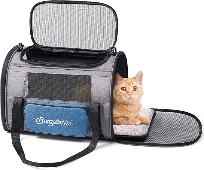 BurgeonNest Cat Carrier, Airline Approved Dog Carrier, Soft Sided Cat Pet by Lifelongfriendsbelovedfamily
