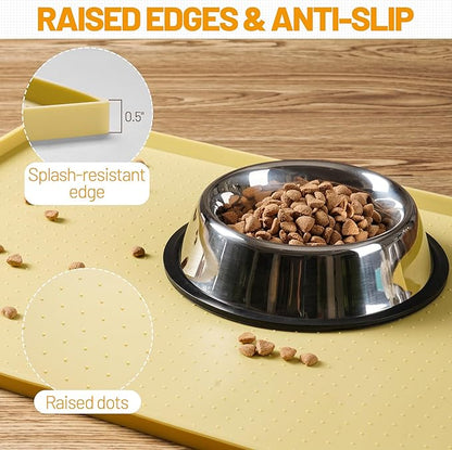 Hubulk Dog Feeding Mat, 100% Waterproof Food Grade Silicone Pet Food and Water - Image 3