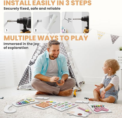 BlueWood Wooden Wall Busy Board Panels, Toddler Learning Activity Center - Image 5