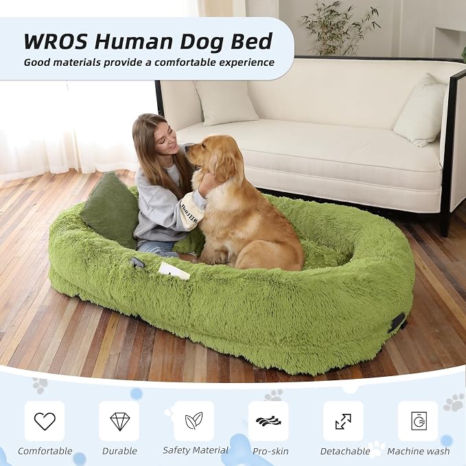 Human Dog Bed, Washable Faux Fur Pet Bed - Image 2