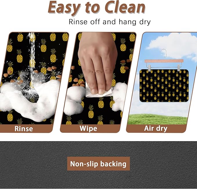 Dog Food Mat for Floors, Pineapple Tropical Absorbent Quick-Dry Pet Feeding Mat - Image 4