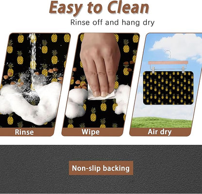 Dog Food Mat for Floors, Pineapple Tropical Absorbent Quick-Dry Pet Feeding Mat - Image 4