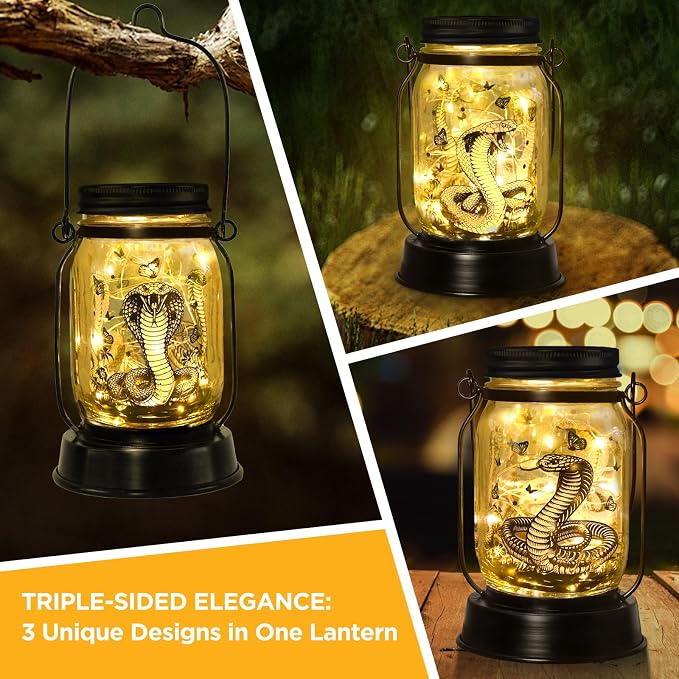 Snake Gifts for Women/Men Snake Solar Lanterns Mom Birthday King Cobra Snakes - Image 3