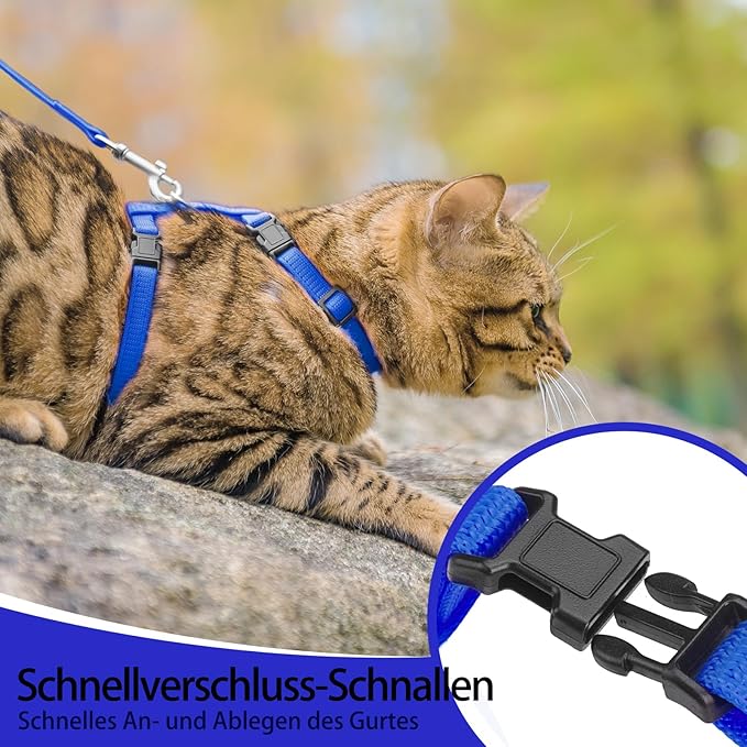 PUPTECK Adjustable Cat Harness and Leash Set Escape Proof Kitten Strap Collar - Image 3