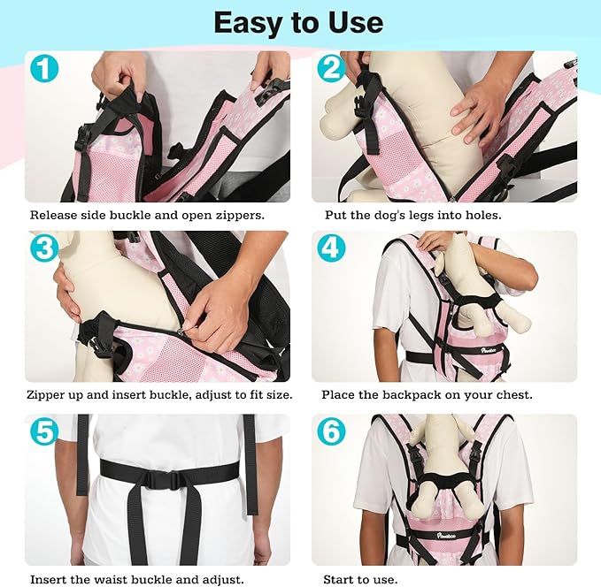 Pawaboo Pet Dog Front Carrier Backpacks, Legs Out Pet Carrier Backpack - Image 3