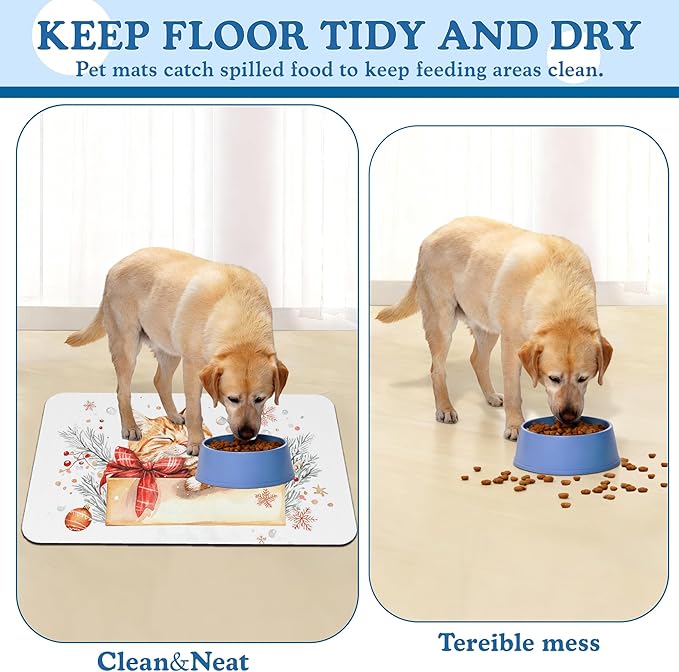 Cat Dog Cat Food Mat–Christmas Stocking Absorbent Waterproof Placemat - Image 5