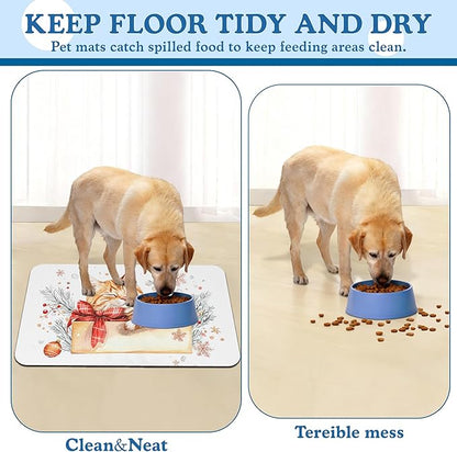 Cat Dog Cat Food Mat–Christmas Stocking Absorbent Waterproof Placemat - Image 5