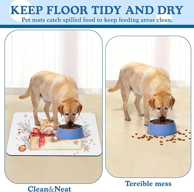 Cat Dog Cat Food Mat–Christmas Stocking Absorbent Waterproof Placemat - Image 5