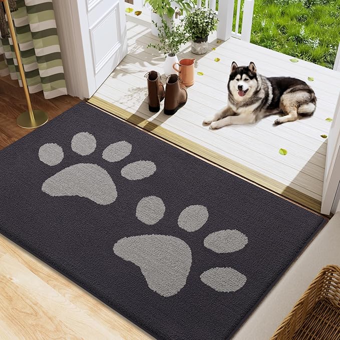Buganda Dog Door Mat for Muddy Paws, Absorbent Dirt Trapper Washable Indoor by Buganda
