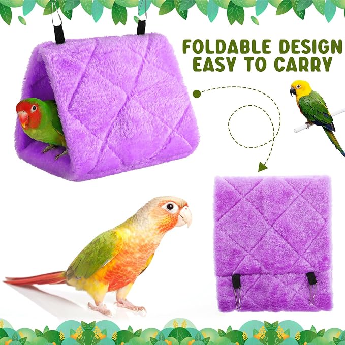 4 Pcs Winter Warm Bird Nest for Cage Plush Birds Hanging Snuggle Cave 6.7" and - Image 4