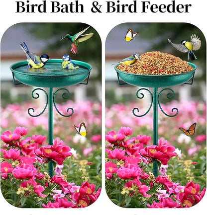Daoeny 35In Metal Bird Bath for Outside, Vintage Freestanding Birdbaths & - Image 4