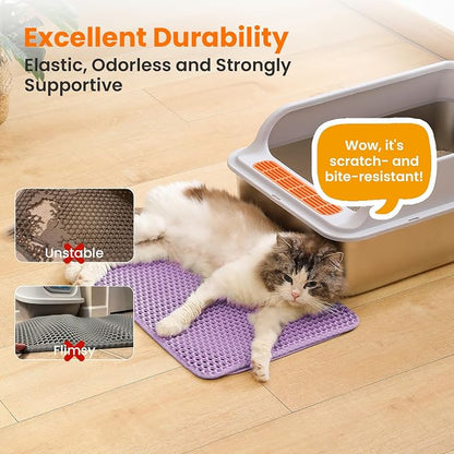 Small Cat Litter Mat, 20x14’’ Double Layer Honeycomb Cat Litter Box Mat - Image 6
