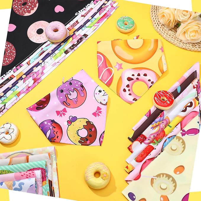 100 Pcs Donut Dog Bandanas Bulk Pet Bibs Colorful Triangle Scarf Donut Pet - Image 4