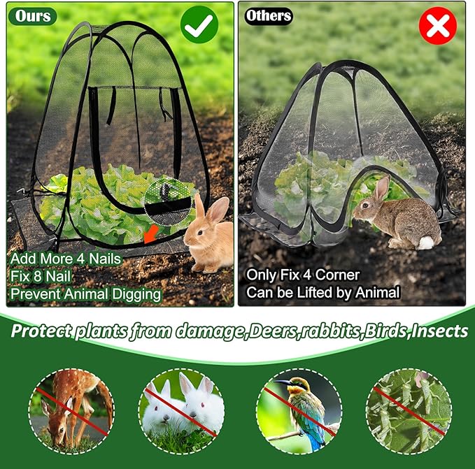 2pcs Pop Up Mesh Plant Protectors from Animals, Large Plant Netting Guard Cover - Image 5