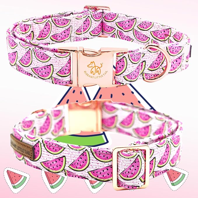 Elegant little tail Dog Collar, Watermelon Print Pet Collar Summer Dog Collar - Image 3
