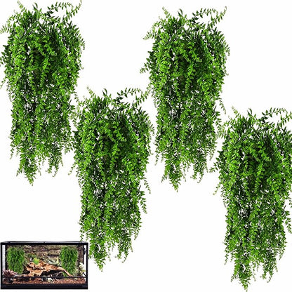 HERCOCCI 4 Pack Reptile Plants, Terrarium Hanging Plants Vines Artificial by HERCOCCI